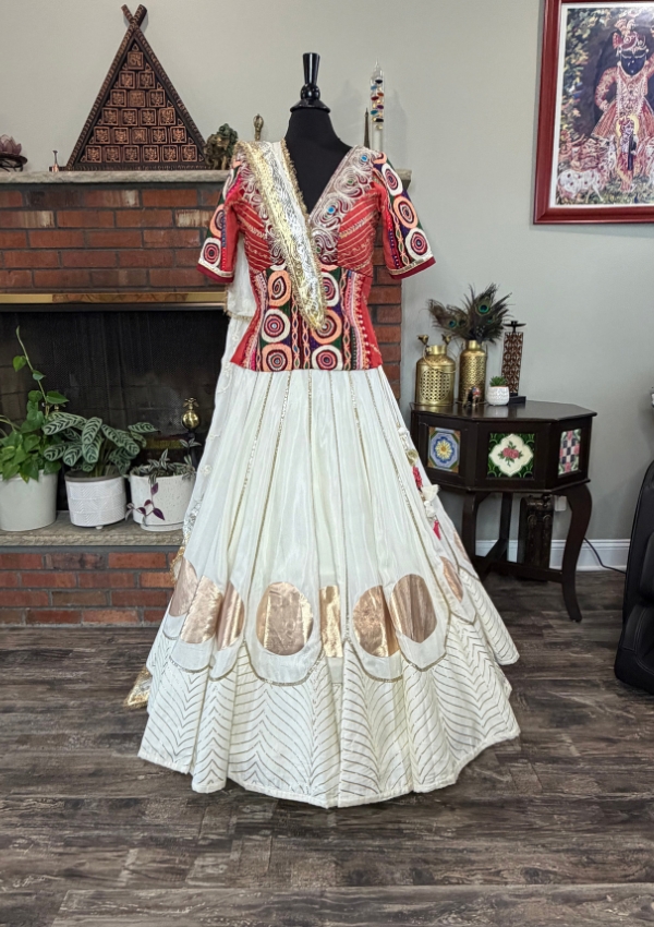 White Red Gota Kedia Chaniya Choli